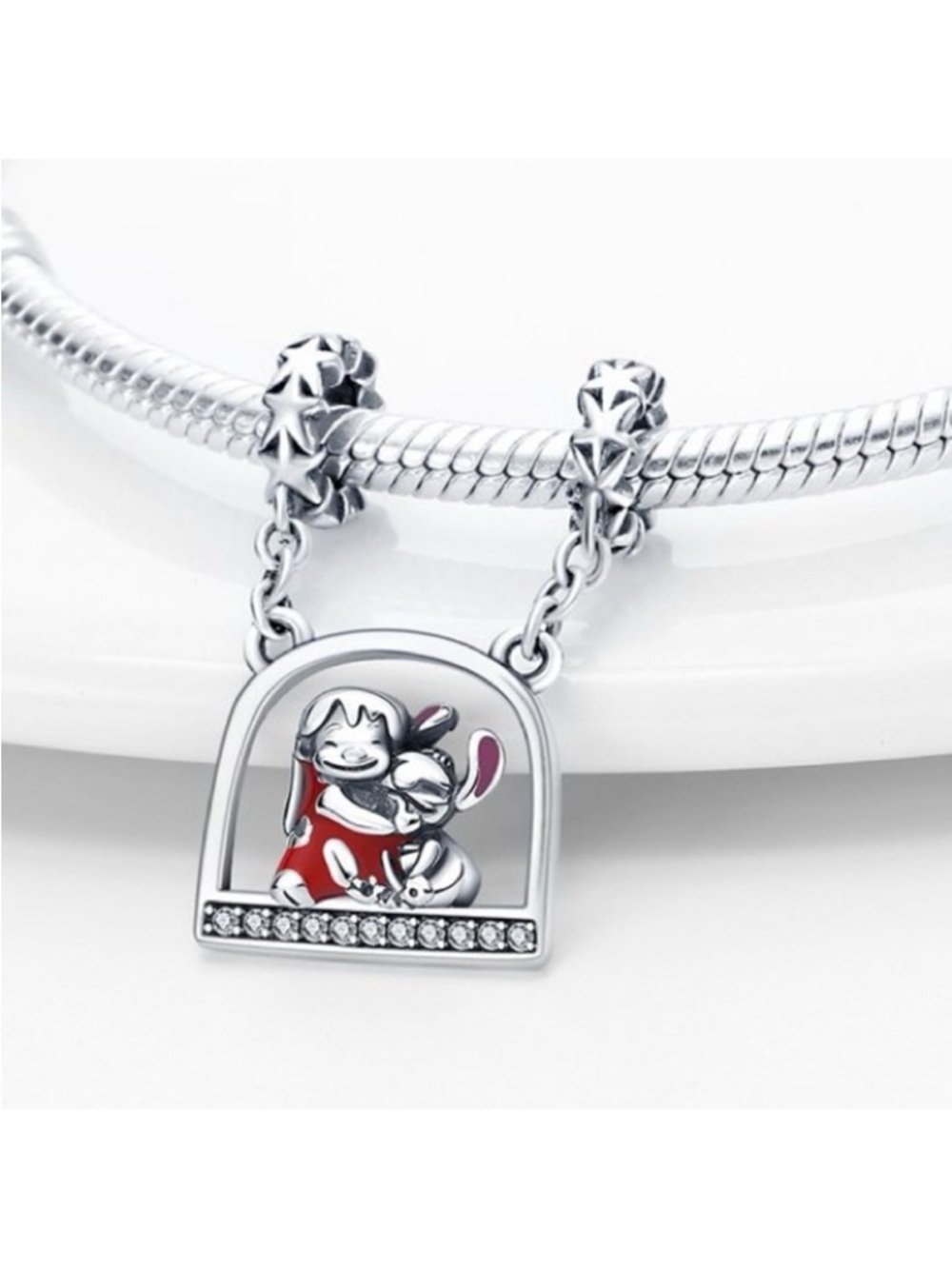 Disney Lilo and stitch hanging charm Sterling silver ohana